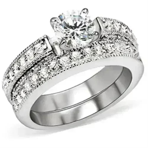 5X016 Rhodium Brass Ring – 6.5mm AAA Clear CZ Solitaire (Bold &amp; Brilliant)