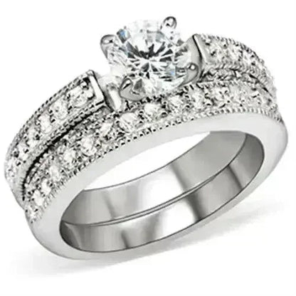 5X016 Rhodium Brass Ring – 6.5mm AAA Clear CZ Solitaire (Bold &amp; Brilliant)