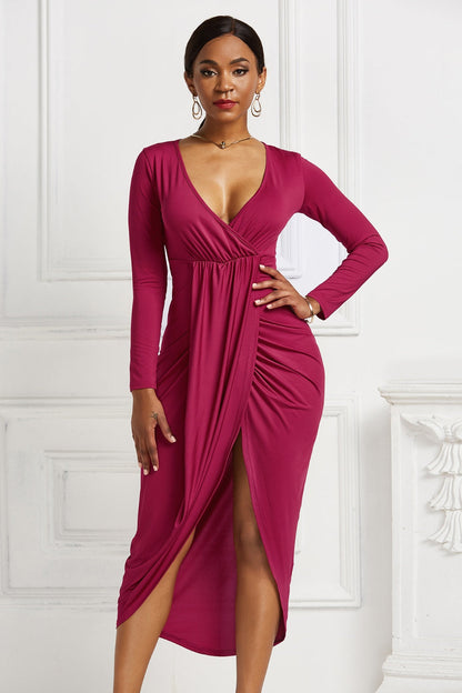 Trendy Ruched High-Low Dress