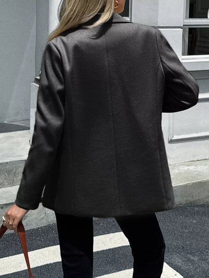 Lapel Collar Button Up Blazer