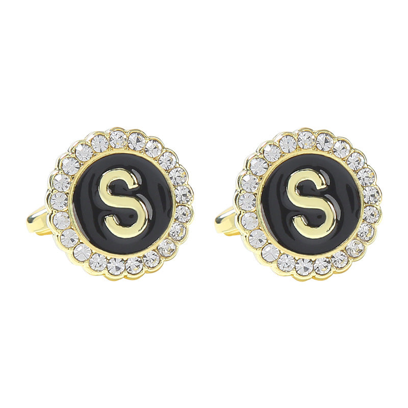 Round Diamond French Cufflinks Men&
