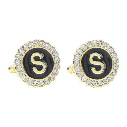 Round Diamond French Cufflinks Men&