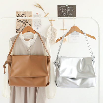 Casual One-Shoulder Messenger Bag – Retro-Textured Soft Leather Underarm Women&
