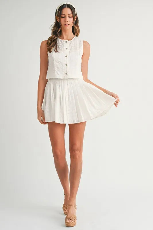 MABLE Eyelet Lace Top and Mini Skirt Set