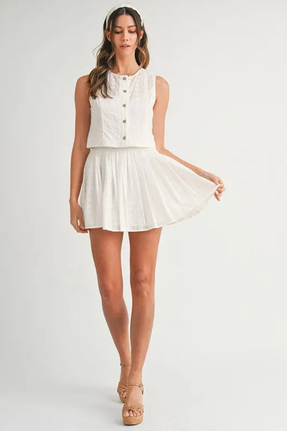 MABLE Eyelet Lace Top and Mini Skirt Set