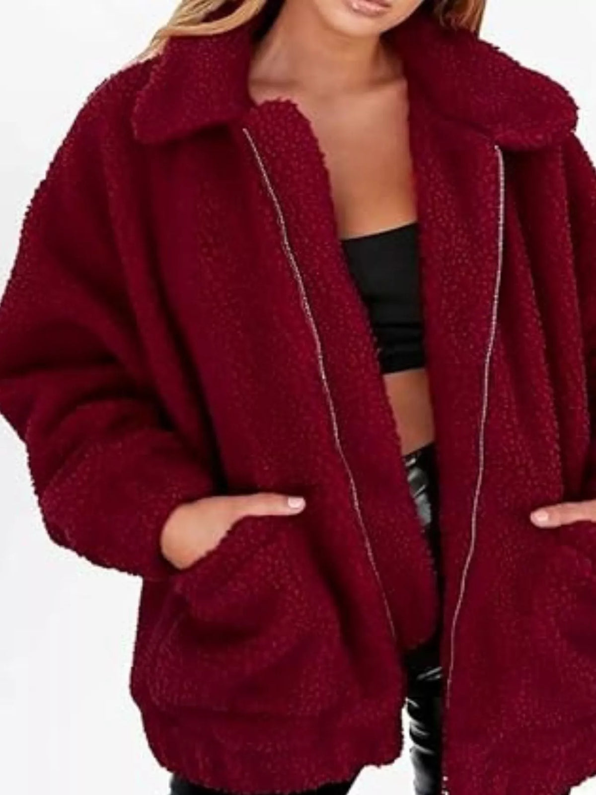 Full Size Cozy Fleece Zip Up Jacket Plus Size