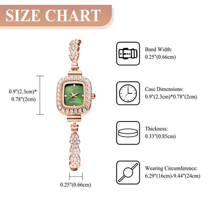 OIDEA Womens Full Diamond Bracelet Watch: Luxury Rhinestone Diamond Square Dial Analog Quartz Wrist Watch Detachable Strap Casual Dress Ladies Watch Valentine&