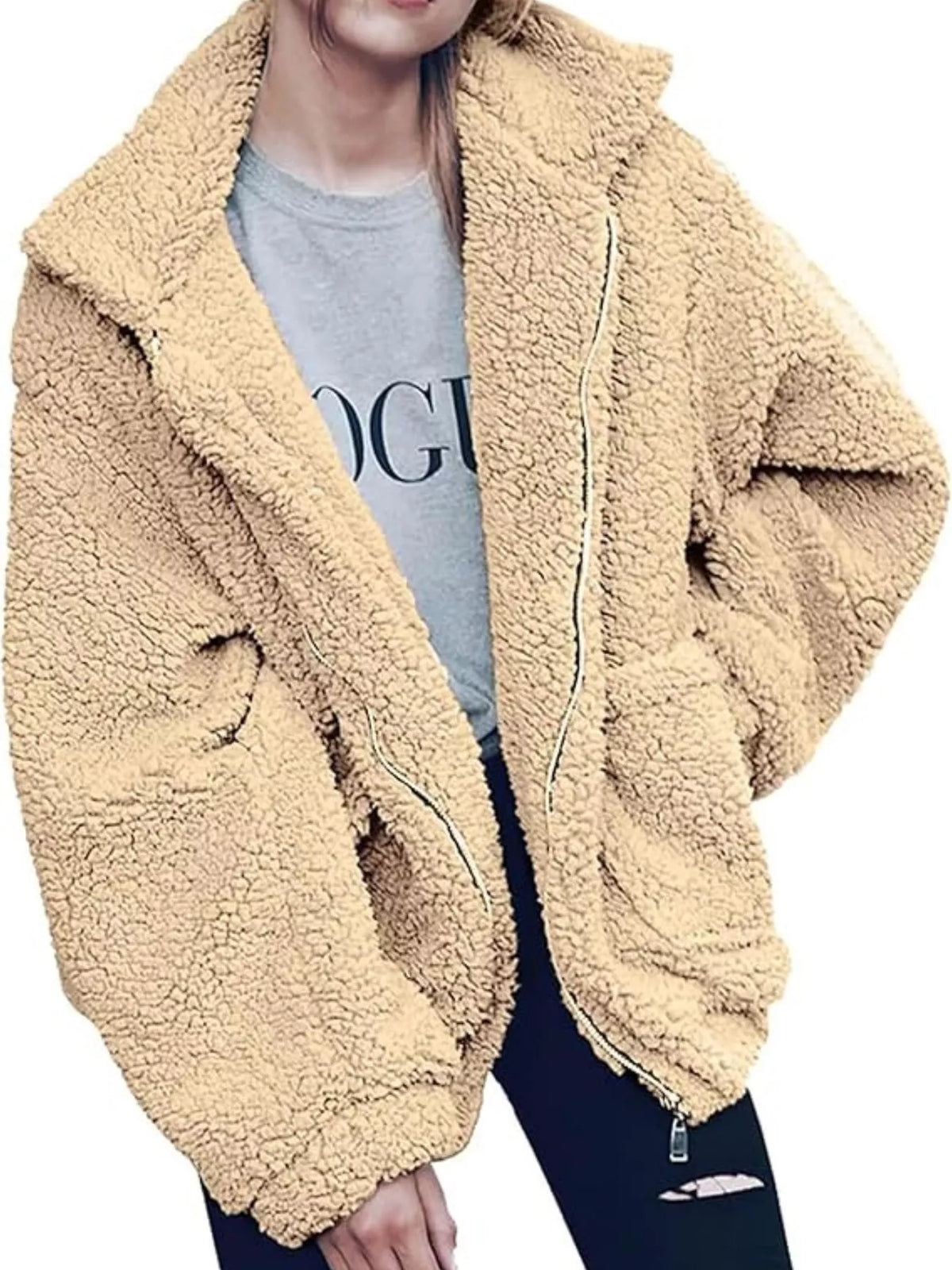 Full Size Cozy Fleece Zip Up Jacket Plus Size