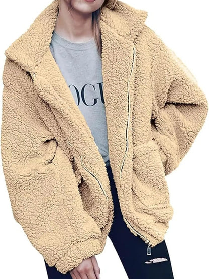 Full Size Cozy Fleece Zip Up Jacket Plus Size
