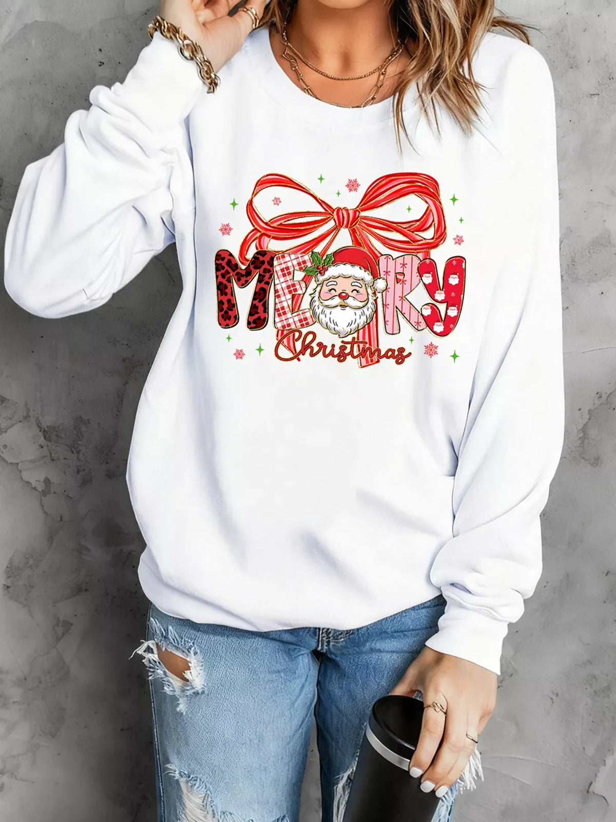 Merry Christmas Graphic Long Sleeve Sweatshirt