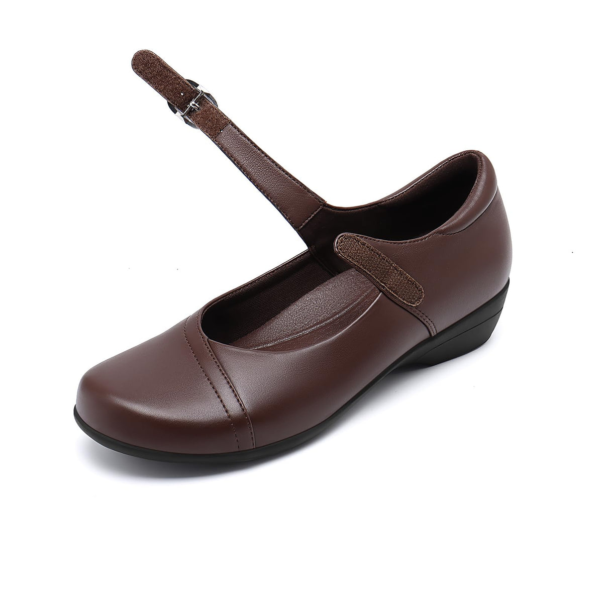 Mary Jane Flats for Women - Comfortable Round Toe Ballet Flats with Buckle Strap Work Shoes