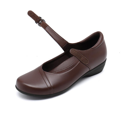 Mary Jane Flats for Women - Comfortable Round Toe Ballet Flats with Buckle Strap Work Shoes