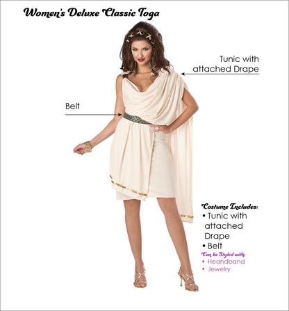 Classic Toga Costume - Deluxe Women&