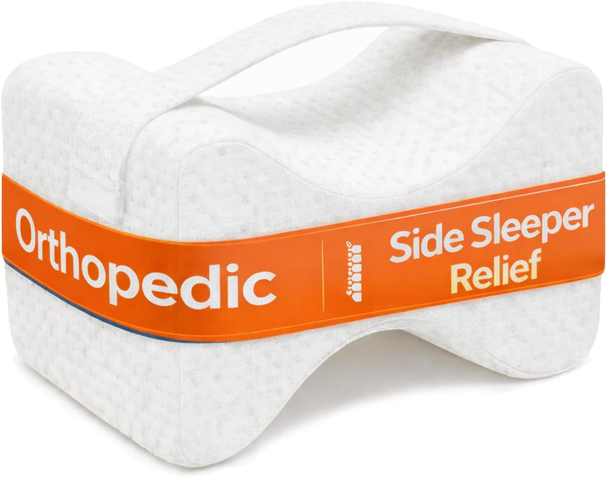 Contour Original Hourglass Knee Pillow for Side Sleepers with Adjustable Strap - Memory Foam Leg Support Cushion Between Knees for Hip &amp; Spine Alignment - Ergonomic Leg Pillow for Side Sleeping