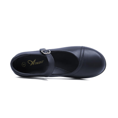 Mary Jane Flats for Women - Comfortable Round Toe Ballet Flats with Buckle Strap Work Shoes