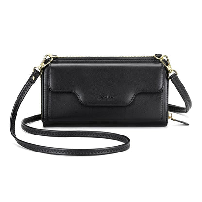 nuoku Small Purse for Women, RFID Blocking Wristlet Wallet, Crossbody Clutch with Cell Phone Pocket black