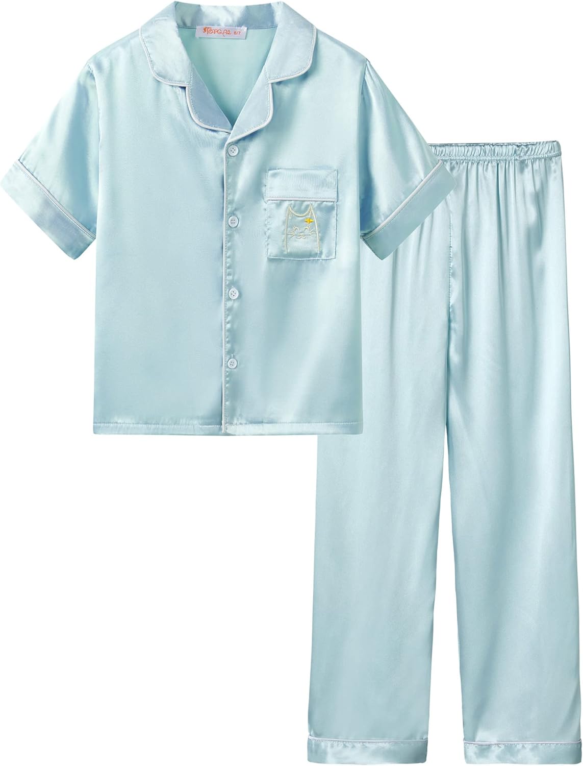 Girls Satin Pajama Set - Silky Button Down PJ with Shorts Size 6-16