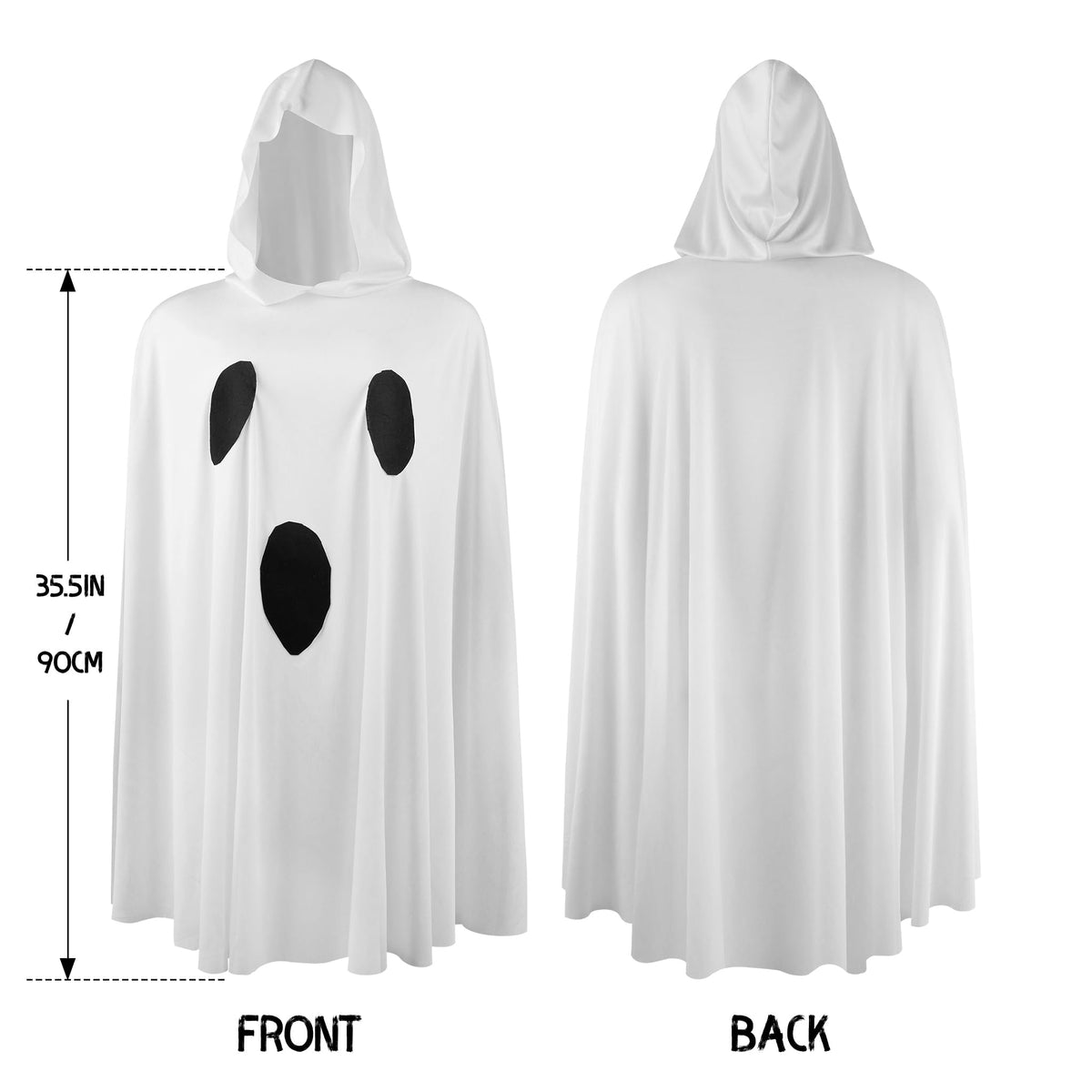 Ghost Poncho Costume for Women - Halloween Hooded Cape Outfit