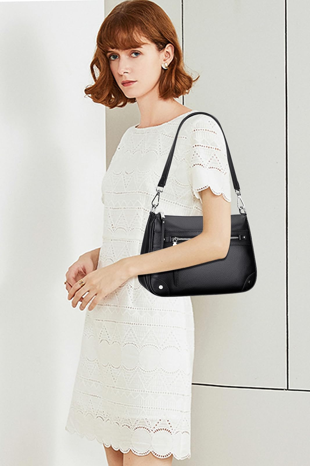 Over Earth Soft Genuine Leather Crossbody Bags for Women Medium Shoulder Purses Hobo Handbags with Multi Pockets