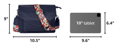 Leather Flapover Crossbody Handbag Purse for Women with Adjustable Strap &amp; Overflap Snap Closure Tote/Bag