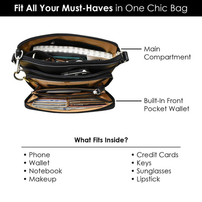 ili New York Genuine Leather Crossbody Bags for Women - Premium RFID Blocking Shoulder Bag Organizer with Adjustable Strap