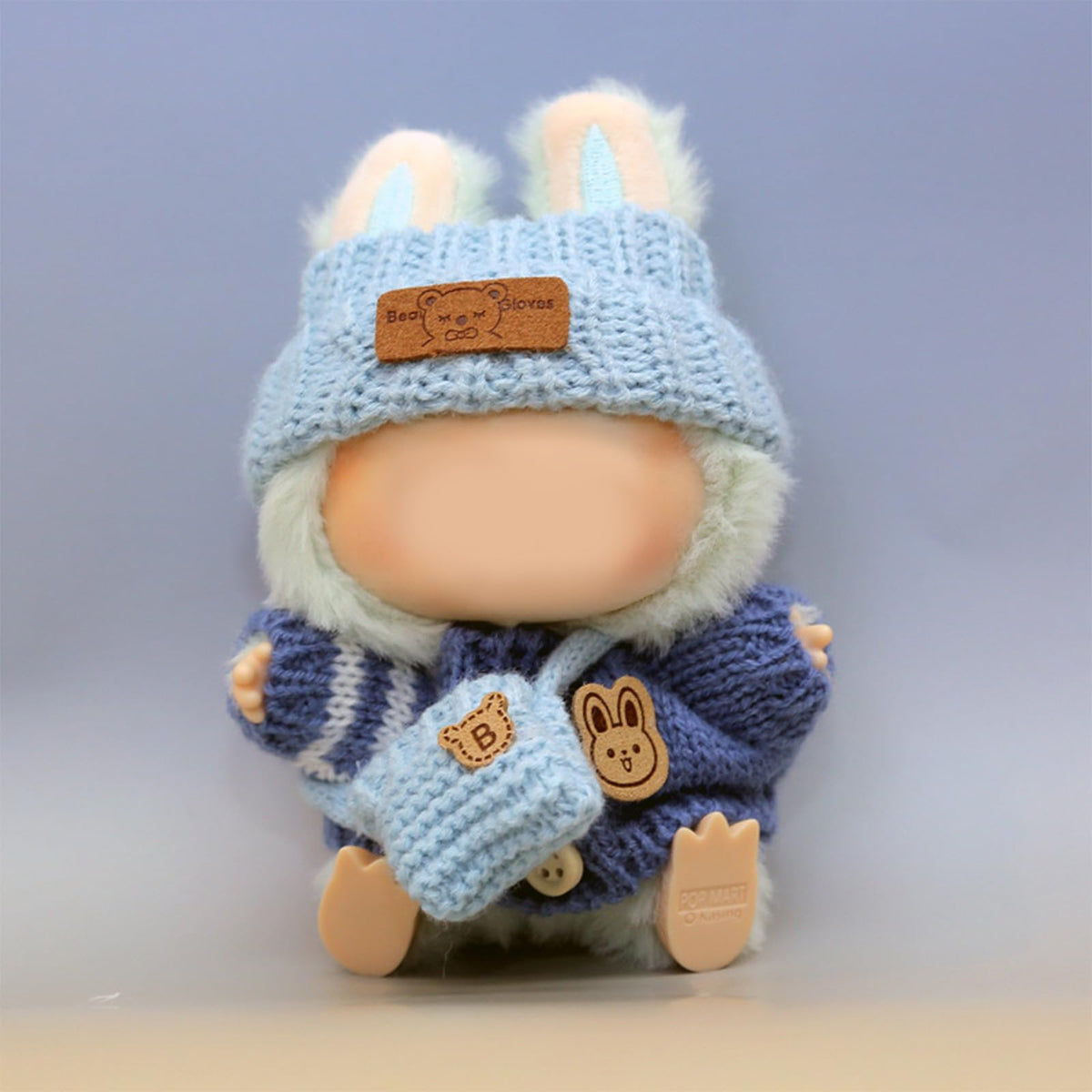 3 Piece Handmade Crochet Outfit for 17cm Dolls - Heart Sweater Hat &amp; Bag Set