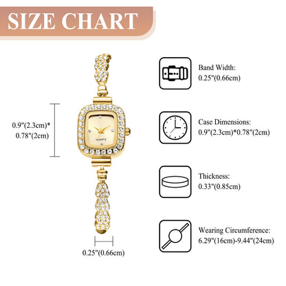 OIDEA Womens Full Diamond Bracelet Watch: Luxury Rhinestone Diamond Square Dial Analog Quartz Wrist Watch Detachable Strap Casual Dress Ladies Watch Valentine&