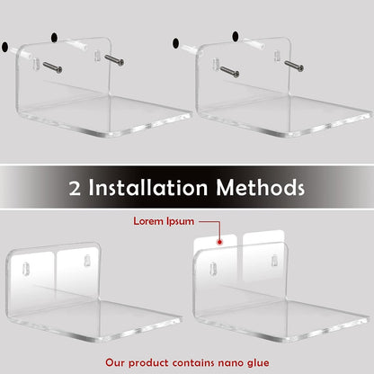 3 Pack of Acrylic Small Shelf,Mini Floating Wall Shelf,Wall Mounted Storage Shelf,for Pop Figures,Plant,Picture Photo Modern Wall for Office Bedroom Living Room,Clear