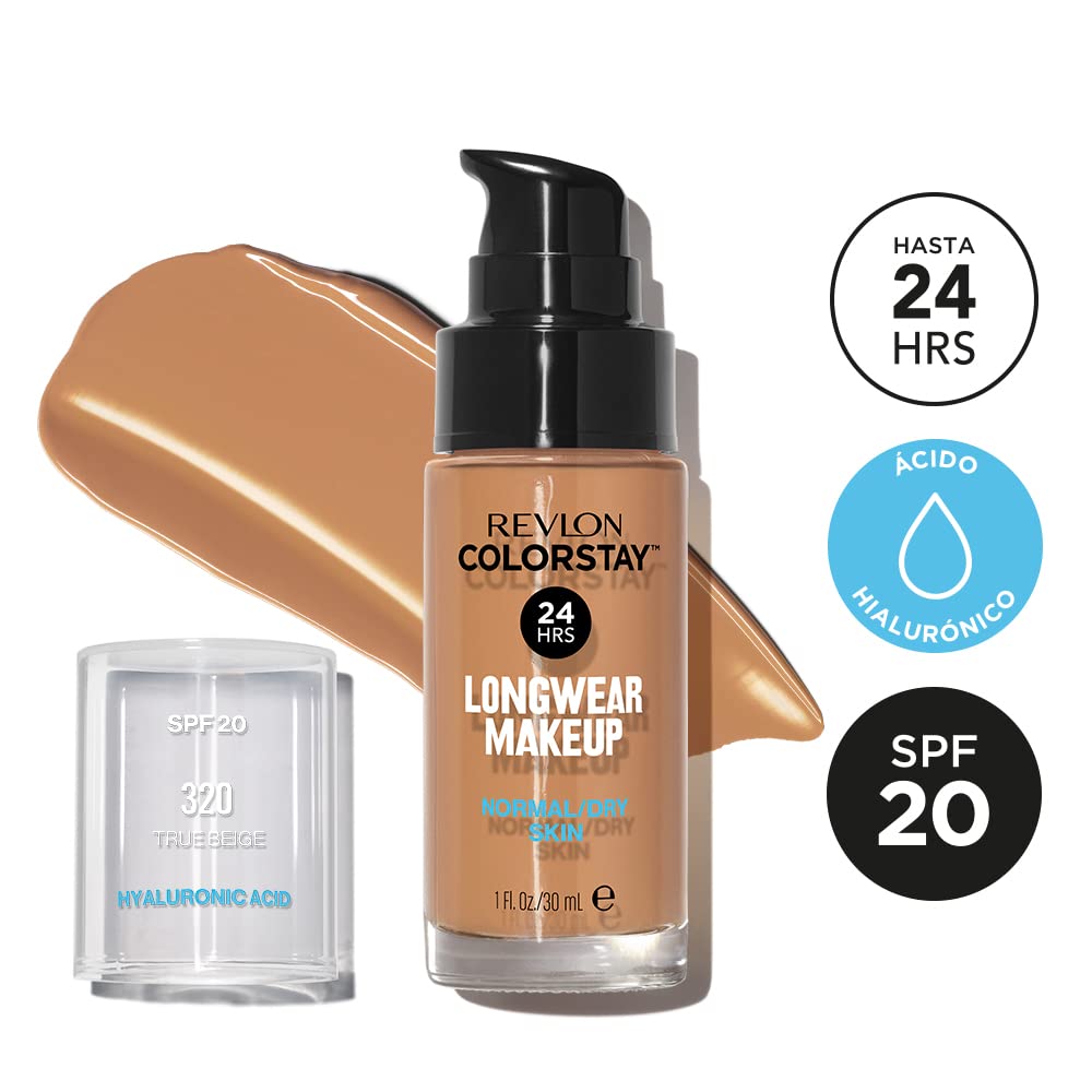 Revlon Liquid Foundation, ColorStay Face Makeup for Normal &amp; Dry Skin, SPF 20, Longwear Medium-Full Coverage with Natural Finish, 240 Medium Beige, 1 Fl Oz