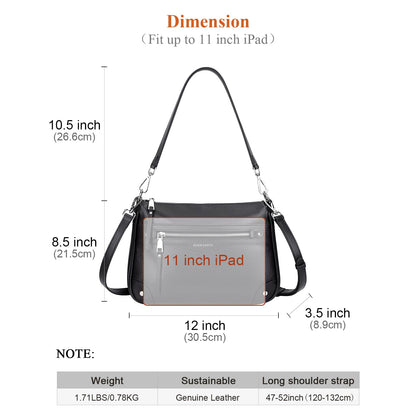 Over Earth Soft Genuine Leather Crossbody Bags for Women Medium Shoulder Purses Hobo Handbags with Multi Pockets