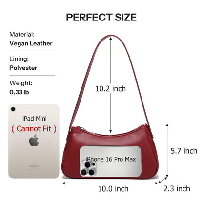 Small Shoulder Bag for Women Cute Mini Purse Trendy Vegan Leather Y2k Crescent Handbag