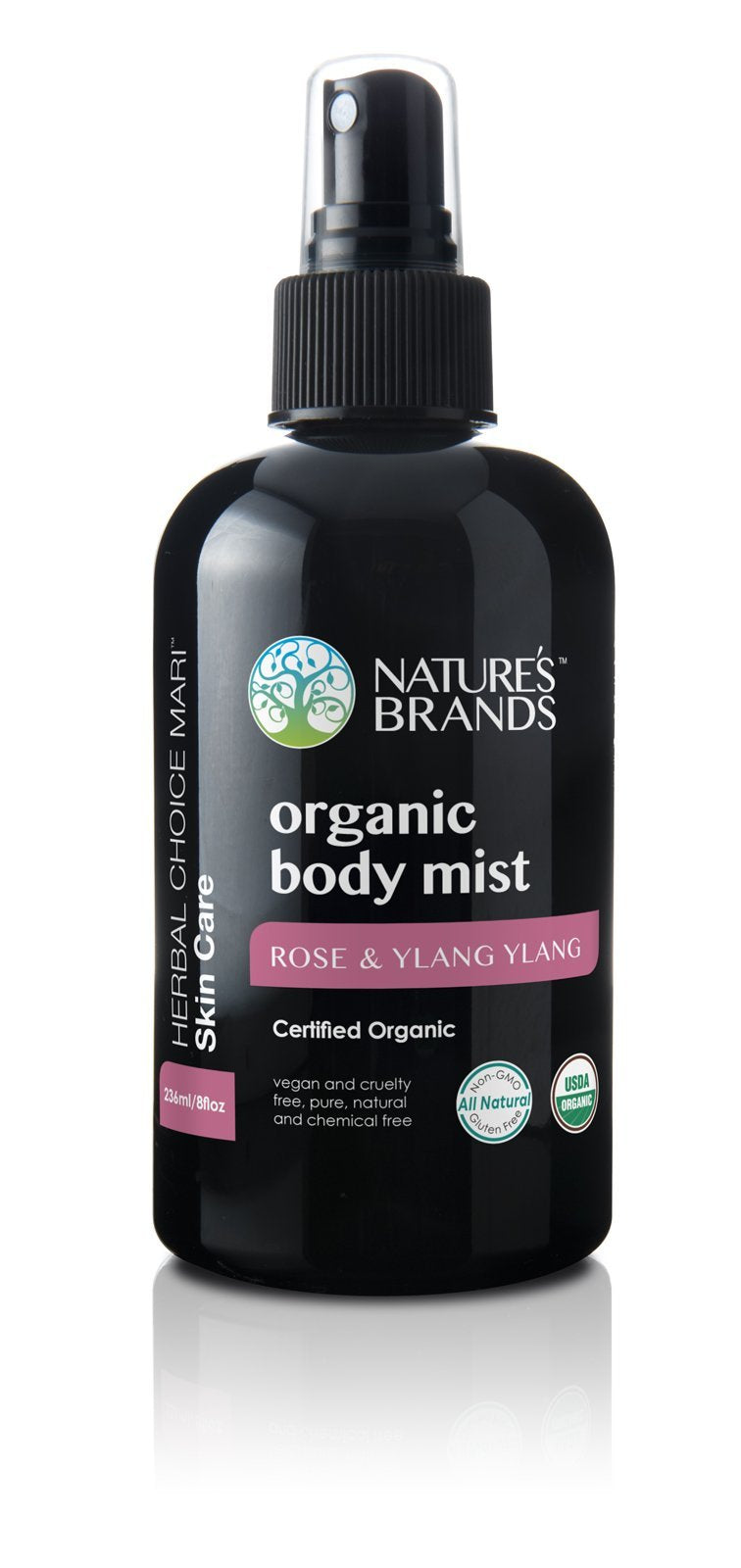 Herbal Choice Mari Organic Body Mist, Rose &amp; Ylang Ylang; 8floz BPA-Free Plastic