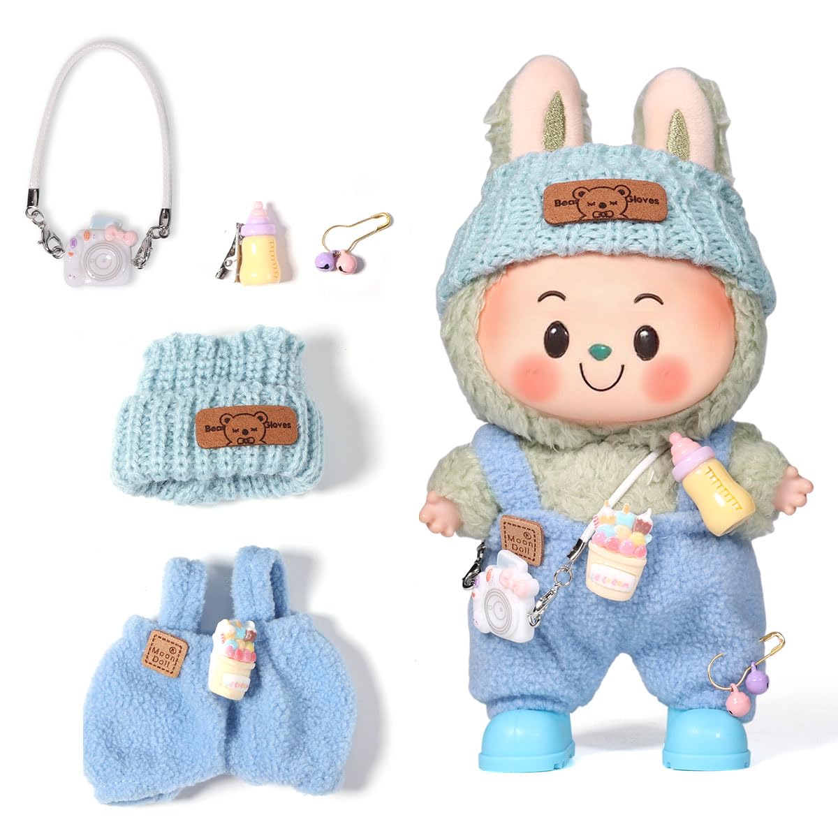 3 Piece Doll Clothes Set for 17cm Dolls - Handmade Crochet Outfit with Hat