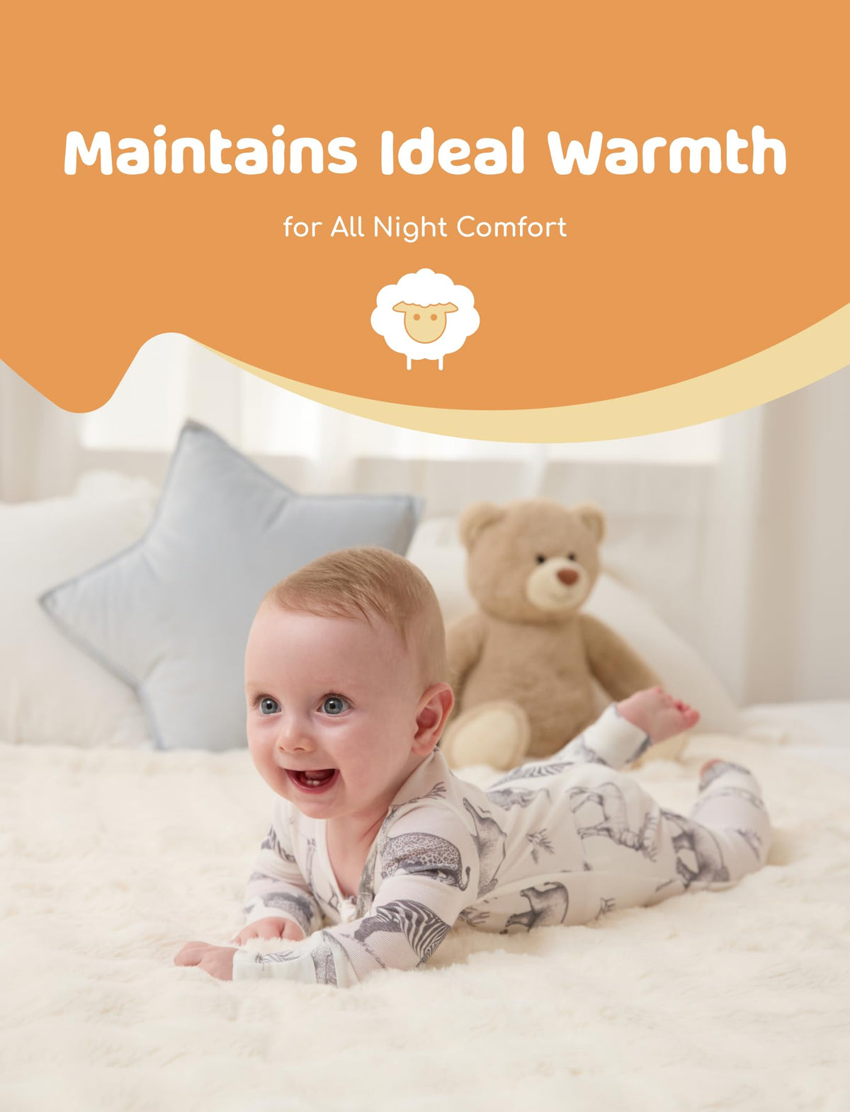 PATPAT Baby Footie Pajamas - Premium Tencel Lyocell &amp; Wool Romper with 2-Way Zipper