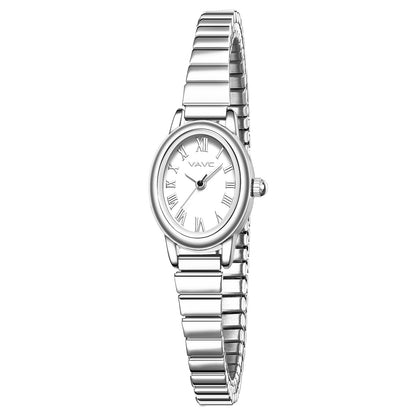 Small Gold Watches for Women,Analog Womens Watch with Stainless Steel Expansion Band,Oval Case Roman Dial,Water Resistant