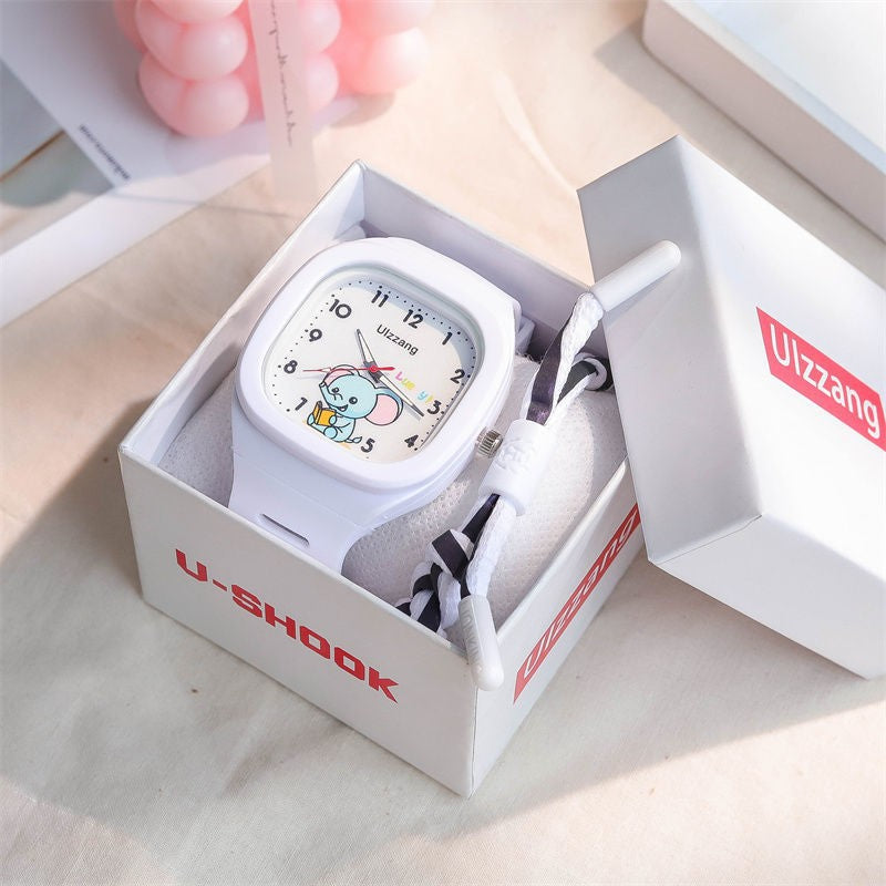 Cute Silicone Trendy Luminous Sports Student Square Good-looking Watch