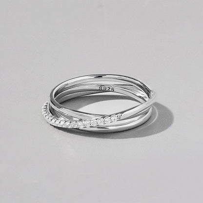 Inlaid Zircon 925 Sterling Silver Ring for Elegant Style