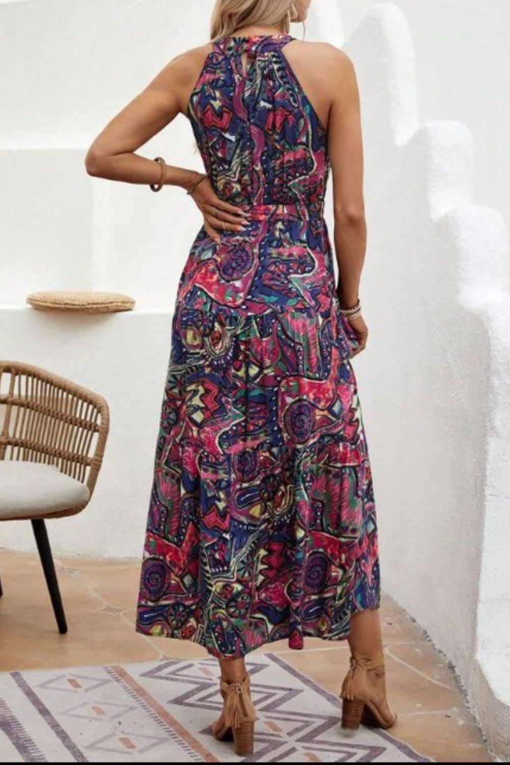 Elegant Floral Sleeveless Dress Lightweight &amp; Feminine Summer Essential Beautiful Print Dress