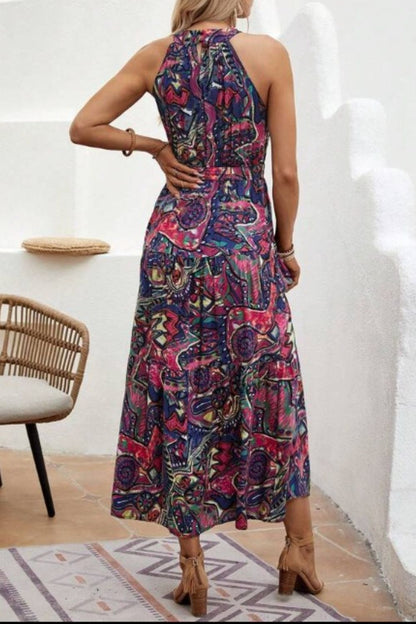 Elegant Floral Sleeveless Dress Lightweight &amp; Feminine Summer Essential Beautiful Print Dress