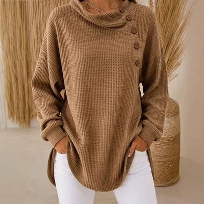 Self-developed 2026 Amazon Independent Station Solid Color Pullover Lapel Long Sleeve Button Textured Sweatshirt Top