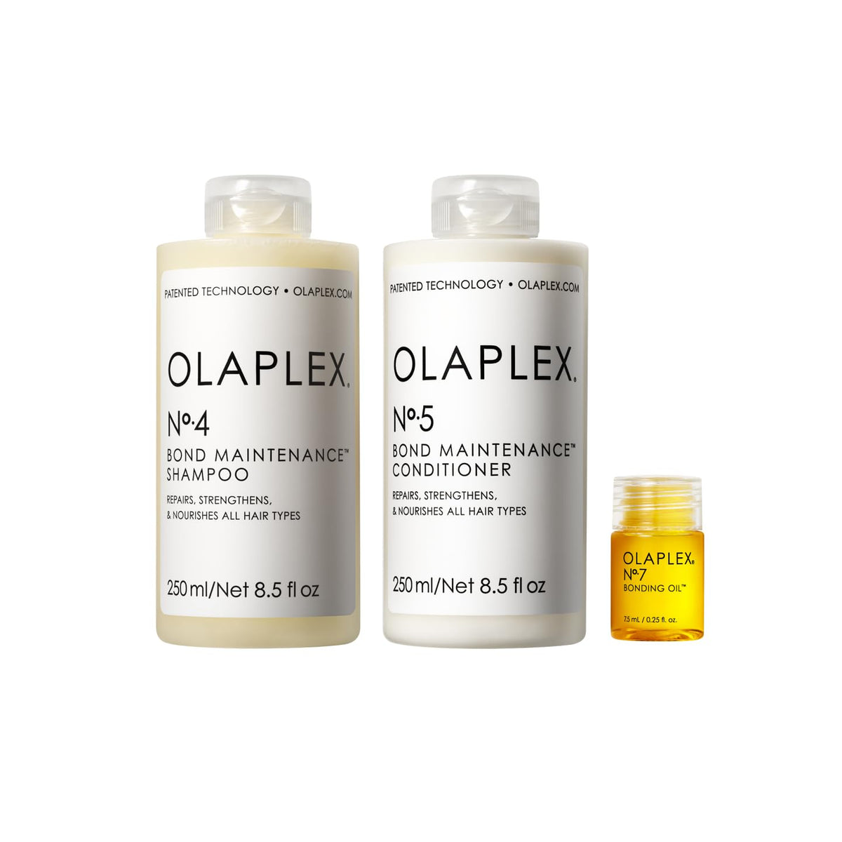 Olaplex Wash and Shine Hair Kit: N°.4, 5, 7, Shampoo &amp; Conditioner Set | Cleanse, Hydrate, &amp; Control Frizz Up to 72 Hours | Bonding Oil for Shine &amp; Protect | For Coily, Curly, Straight, and Wavy