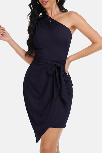 Chic Tie Front One-Shoulder Sleeveless Dress for Women