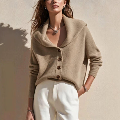 Womens New Shawl-collar Button-front Knitted Cardigan Sweater