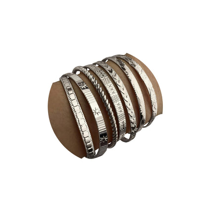 IFKM Gold Bangle Bracelets For Women, 14k Gold Plated Multi Layer Stackable Cuff Bracelet Set, Trendy Elegance Charms Non Tarnish Minimalist Textured Boho Jewelry Gift for Women