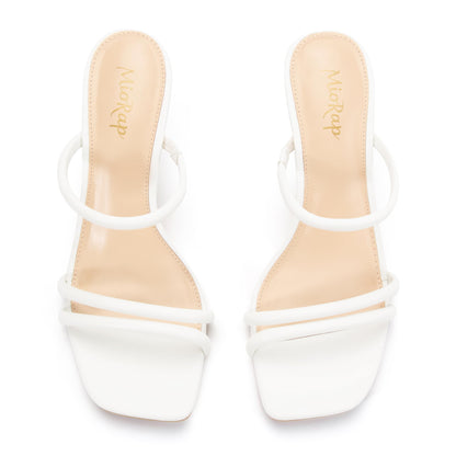 Heels for Women Square Open Toe Strappy Mules Women&