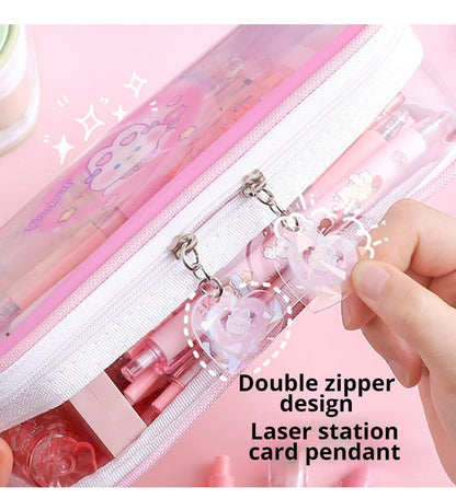 Cute Kawaii Pencil Case - Large Capacity Multilayer Rabbit Design Pen Pouch Gift