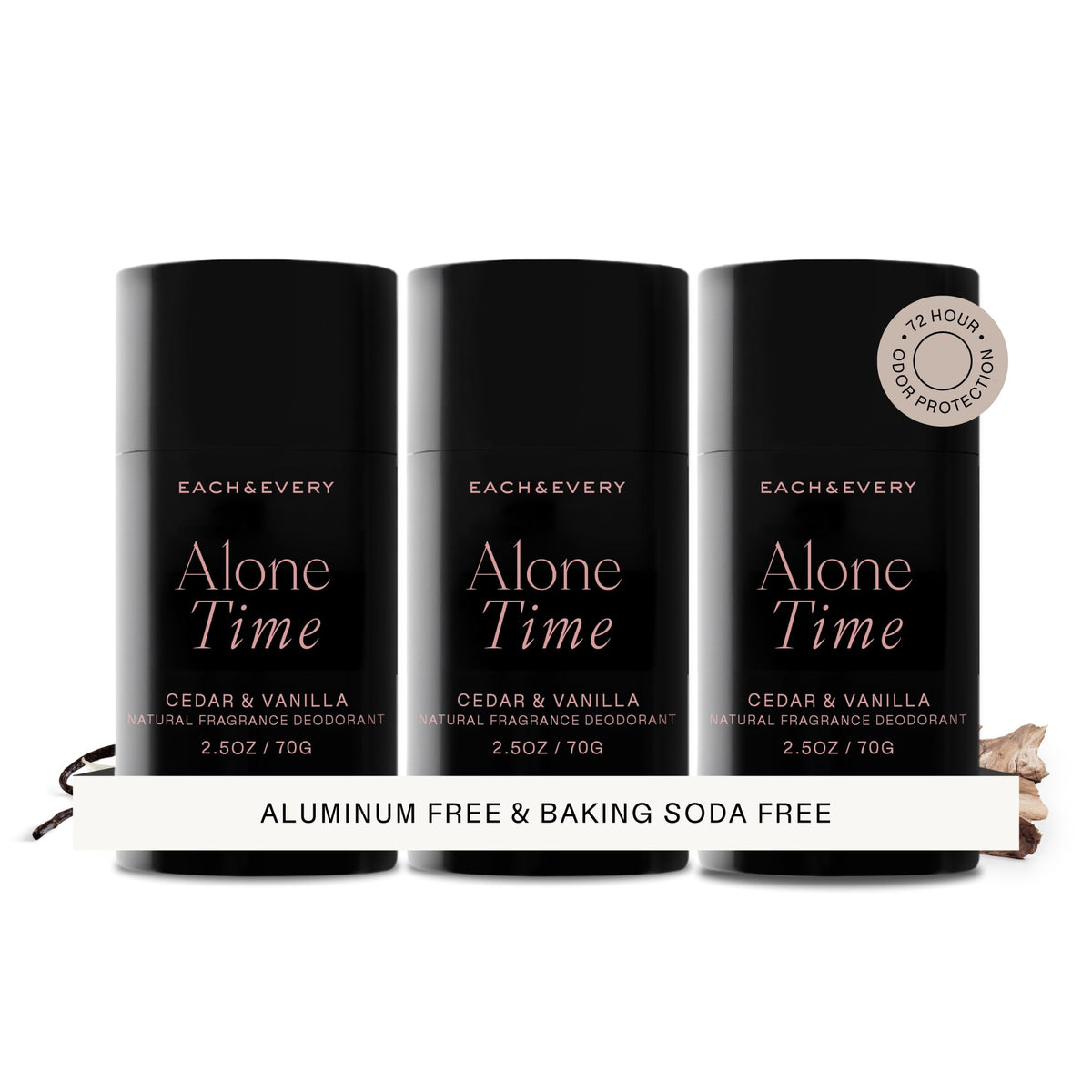 Each &amp; Every Aluminum Free Deodorant for Men &amp; Women - All Natural Deodorant for Sensitive Skin, EWG Verified - Clean, Baking Soda Free, Plant-Based Fragrance, Cedar &amp; Vanilla (3 Pack, 2.5oz)