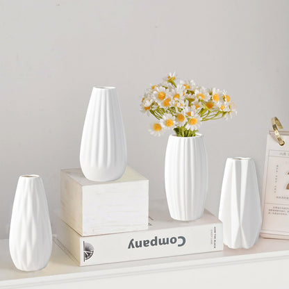 White Ceramic Bud Vases Set of 10 - 5 Inch Small Mini Vases for Flowers Centerpieces Decor