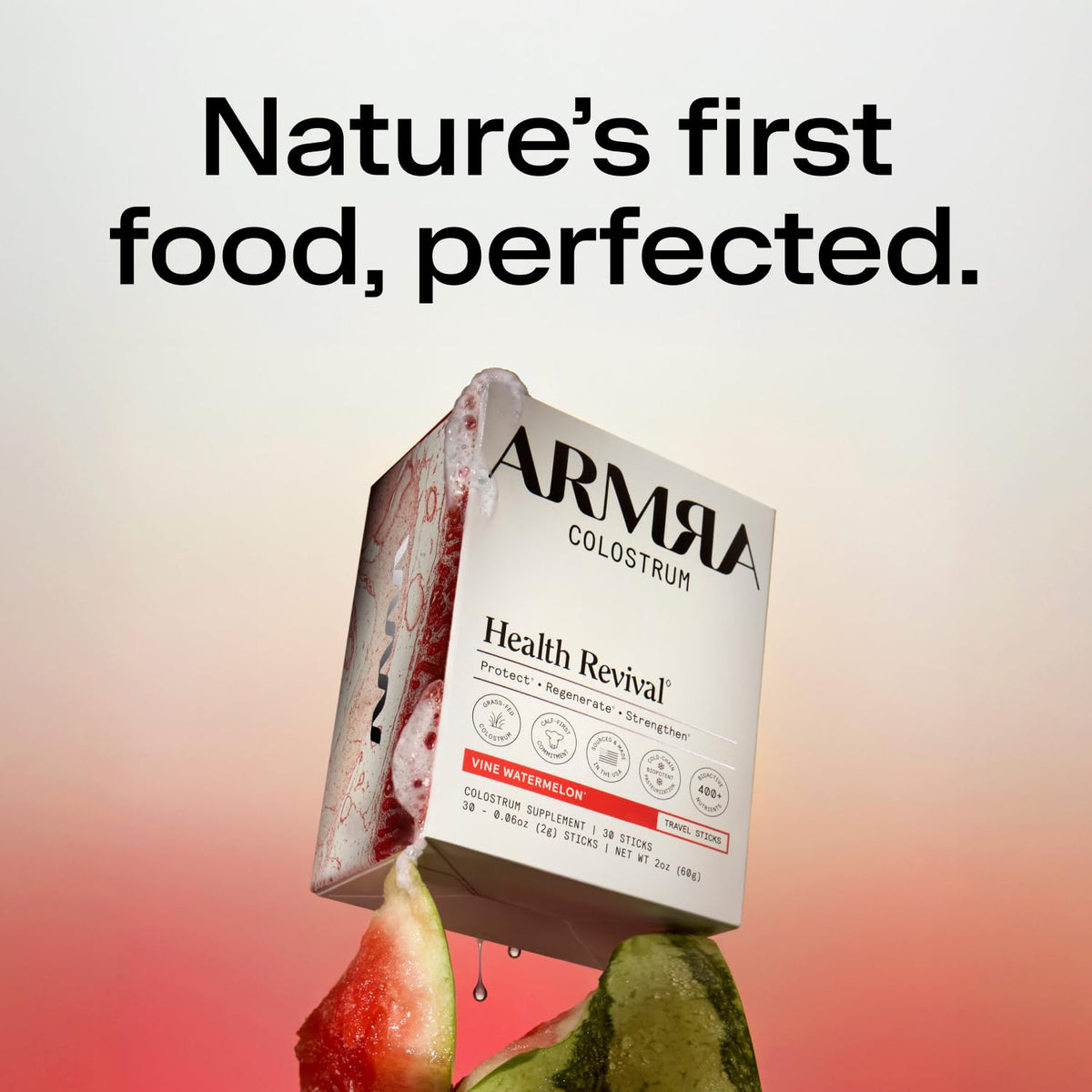 ARMRA Colostrum™ Powder | Blood Orange | Gut Health &amp; Bloating | Skin &amp; Hair | Immunity | Keto, Gluten &amp; Fat-Free | 30 Servings