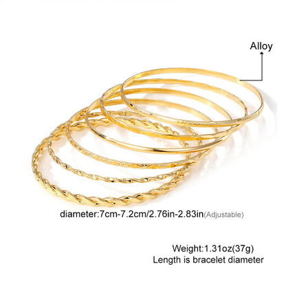 IFKM Gold Bangle Bracelets For Women, 14k Gold Plated Multi Layer Stackable Cuff Bracelet Set, Trendy Elegance Charms Non Tarnish Minimalist Textured Boho Jewelry Gift for Women